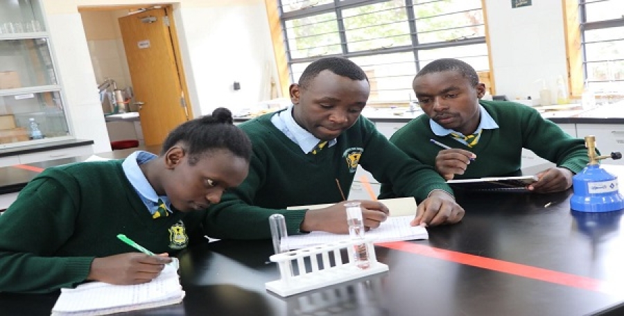 Learners in the Chemistry Laboratory engaging in an experiment